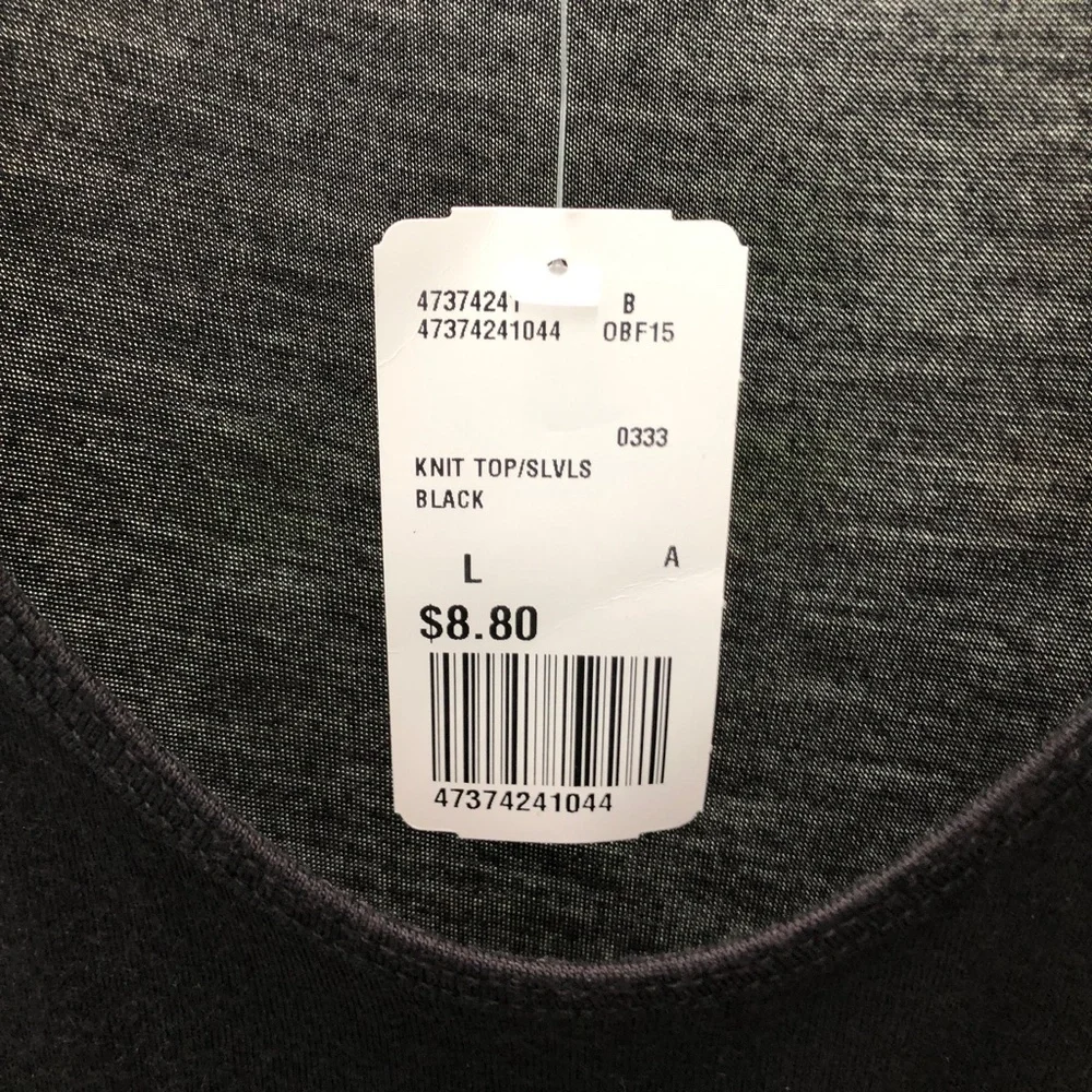 FOREVER 21 Scoop Neck + Side Sheer Knit Bi-Level Tank Top Black, Size L, NWT! - Picture 12 of 14